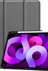 Nomfy Hoes Geschikt voor iPad Air 2020 Hoes Tri-fold Tablet Hoesje Case Met Uitsparing Geschikt voor Apple Pencil - Hoesje Geschikt voor iPad Air 4 2020 Hoesje Hardcover Bookcase - Grijs