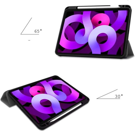 Nomfy Hoes Geschikt voor iPad Air 2020 Hoes Tri-fold Tablet Hoesje Case Met Uitsparing Geschikt voor Apple Pencil - Hoesje Geschikt voor iPad Air 4 2020 Hoesje Hardcover Bookcase - Grijs