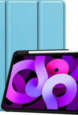 Nomfy Hoes Geschikt voor iPad Air 2020 Hoes Tri-fold Tablet Hoesje Case Met Uitsparing Geschikt voor Apple Pencil - Hoesje Geschikt voor iPad Air 4 2020 Hoesje Hardcover Bookcase - Lichtblauw