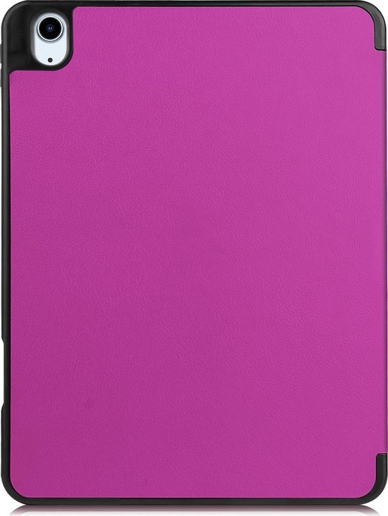 Nomfy Hoes Geschikt voor iPad Air 2020 Hoes Tri-fold Tablet Hoesje Case Met Uitsparing Geschikt voor Apple Pencil - Hoesje Geschikt voor iPad Air 4 2020 Hoesje Hardcover Bookcase - Paars