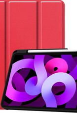 Nomfy Hoes Geschikt voor iPad Air 2020 Hoes Tri-fold Tablet Hoesje Case Met Uitsparing Geschikt voor Apple Pencil - Hoesje Geschikt voor iPad Air 4 2020 Hoesje Hardcover Bookcase - Rood