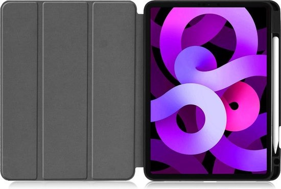 Nomfy Hoes Geschikt voor iPad Air 2020 Hoes Tri-fold Tablet Hoesje Case Met Uitsparing Geschikt voor Apple Pencil - Hoesje Geschikt voor iPad Air 4 2020 Hoesje Hardcover Bookcase - Rood