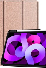 Nomfy Hoes Geschikt voor iPad Air 2020 Hoes Tri-fold Tablet Hoesje Case Met Uitsparing Geschikt voor Apple Pencil - Hoesje Geschikt voor iPad Air 4 2020 Hoesje Hardcover Bookcase - Rosé goud