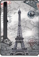 NoXx Hoesje Geschikt voor Samsung Galaxy Tab S7 FE Hoesje Case Hard Cover Hoes Book Case Met Uitsparing Geschikt voor S Pen - Eiffeltoren