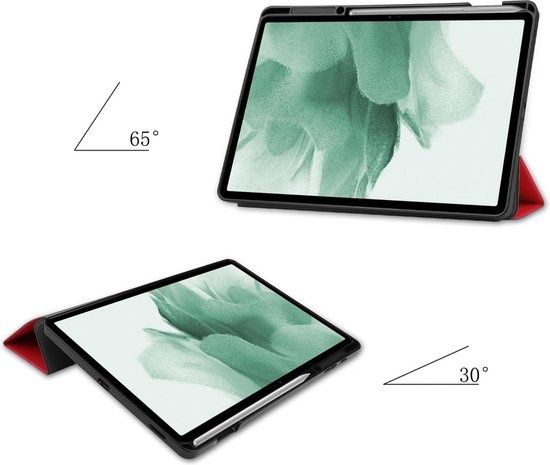 NoXx Hoesje Geschikt voor Samsung Galaxy Tab S7 FE Hoesje Case Hard Cover Hoes Book Case Met Uitsparing Geschikt voor S Pen - Rood