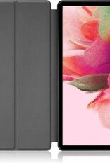 Nomfy Hoes Geschikt voor Samsung Galaxy Tab S7 FE Hoes Tri-fold Tablet Hoesje Case Met Uitsparing Geschikt voor S Pen - Hoesje Geschikt voor Samsung Tab S7 FE Hoesje Hardcover Bookcase - Bloesem