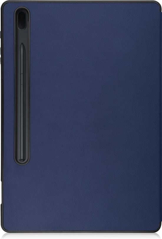 Nomfy Hoes Geschikt voor Samsung Galaxy Tab S7 FE Hoes Tri-fold Tablet Hoesje Case Met Uitsparing Geschikt voor S Pen - Hoesje Geschikt voor Samsung Tab S7 FE Hoesje Hardcover Bookcase - Donkerblauw