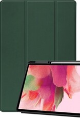 Nomfy Hoes Geschikt voor Samsung Galaxy Tab S7 FE Hoes Tri-fold Tablet Hoesje Case Met Uitsparing Geschikt voor S Pen - Hoesje Geschikt voor Samsung Tab S7 FE Hoesje Hardcover Bookcase - Donkergroen