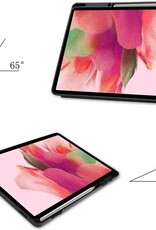 Nomfy Hoes Geschikt voor Samsung Galaxy Tab S7 FE Hoes Tri-fold Tablet Hoesje Case Met Uitsparing Geschikt voor S Pen - Hoesje Geschikt voor Samsung Tab S7 FE Hoesje Hardcover Bookcase - Donkergroen