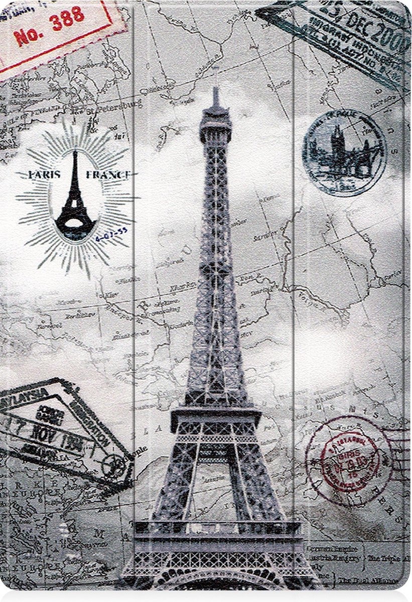 Nomfy Hoes Geschikt voor Samsung Galaxy Tab S7 FE Hoes Tri-fold Tablet Hoesje Case Met Uitsparing Geschikt voor S Pen - Hoesje Geschikt voor Samsung Tab S7 FE Hoesje Hardcover Bookcase - Eiffeltoren