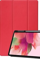 Nomfy Hoes Geschikt voor Samsung Galaxy Tab S7 FE Hoes Tri-fold Tablet Hoesje Case Met Uitsparing Geschikt voor S Pen - Hoesje Geschikt voor Samsung Tab S7 FE Hoesje Hardcover Bookcase - Rood
