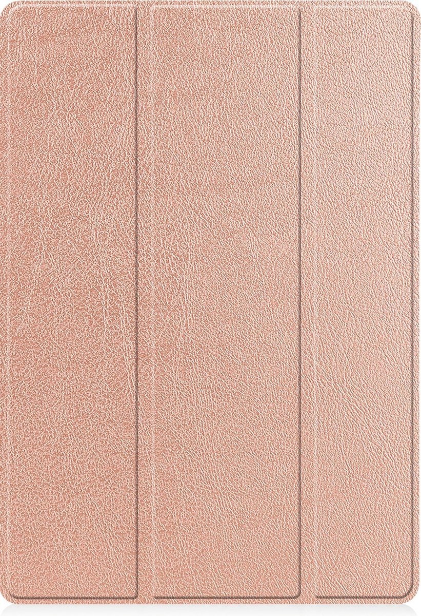 Nomfy Hoes Geschikt voor Samsung Galaxy Tab S7 FE Hoes Tri-fold Tablet Hoesje Case Met Uitsparing Geschikt voor S Pen - Hoesje Geschikt voor Samsung Tab S7 FE Hoesje Hardcover Bookcase - Rosé goud
