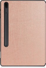 Nomfy Hoes Geschikt voor Samsung Galaxy Tab S7 FE Hoes Tri-fold Tablet Hoesje Case Met Uitsparing Geschikt voor S Pen - Hoesje Geschikt voor Samsung Tab S7 FE Hoesje Hardcover Bookcase - Rosé goud