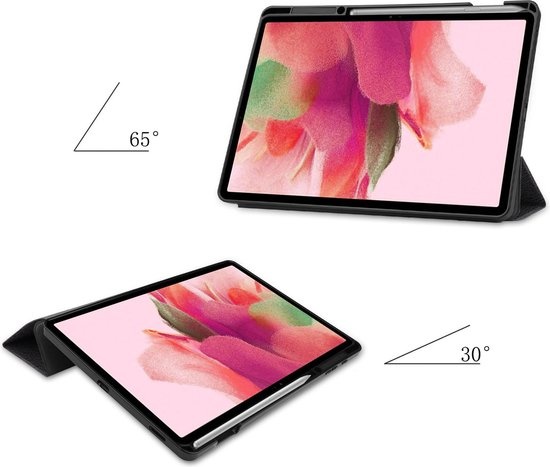 Nomfy Hoes Geschikt voor Samsung Galaxy Tab S7 FE Hoes Tri-fold Tablet Hoesje Case Met Uitsparing Geschikt voor S Pen - Hoesje Geschikt voor Samsung Tab S7 FE Hoesje Hardcover Bookcase - Don't Touch Me