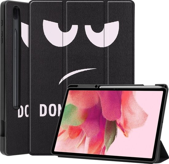 Nomfy Hoes Geschikt voor Samsung Galaxy Tab S7 FE Hoes Tri-fold Tablet Hoesje Case Met Uitsparing Geschikt voor S Pen - Hoesje Geschikt voor Samsung Tab S7 FE Hoesje Hardcover Bookcase - Don't Touch Me