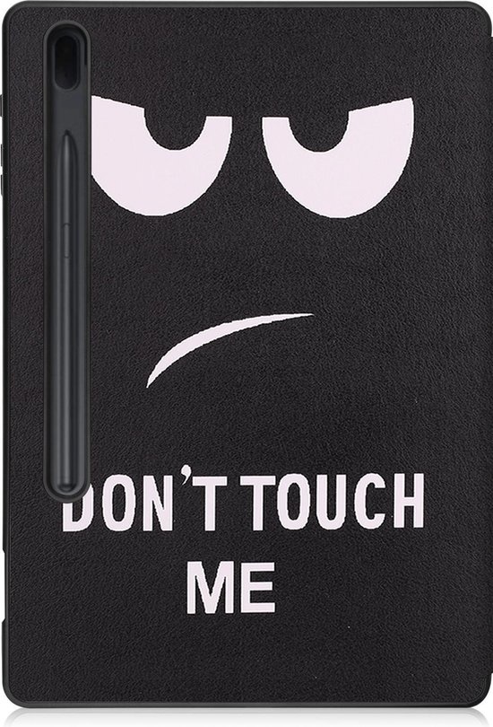 Nomfy Hoes Geschikt voor Samsung Galaxy Tab S7 FE Hoes Tri-fold Tablet Hoesje Case Met Uitsparing Geschikt voor S Pen - Hoesje Geschikt voor Samsung Tab S7 FE Hoesje Hardcover Bookcase - Don't Touch Me