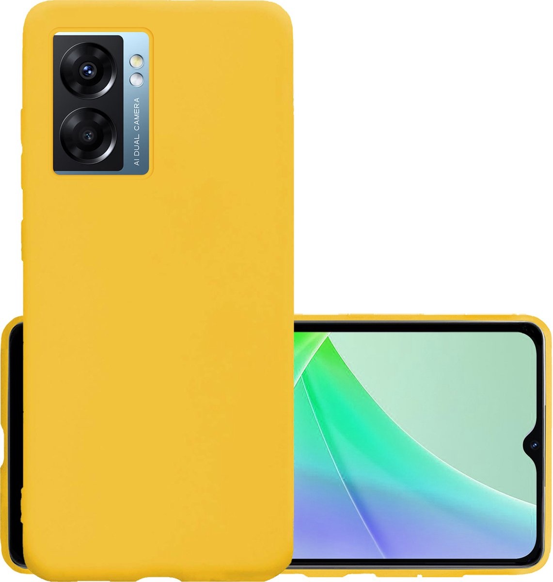 NoXx Hoes Geschikt voor OPPO A77 Hoesje Cover Siliconen Back Case Hoes - Geel