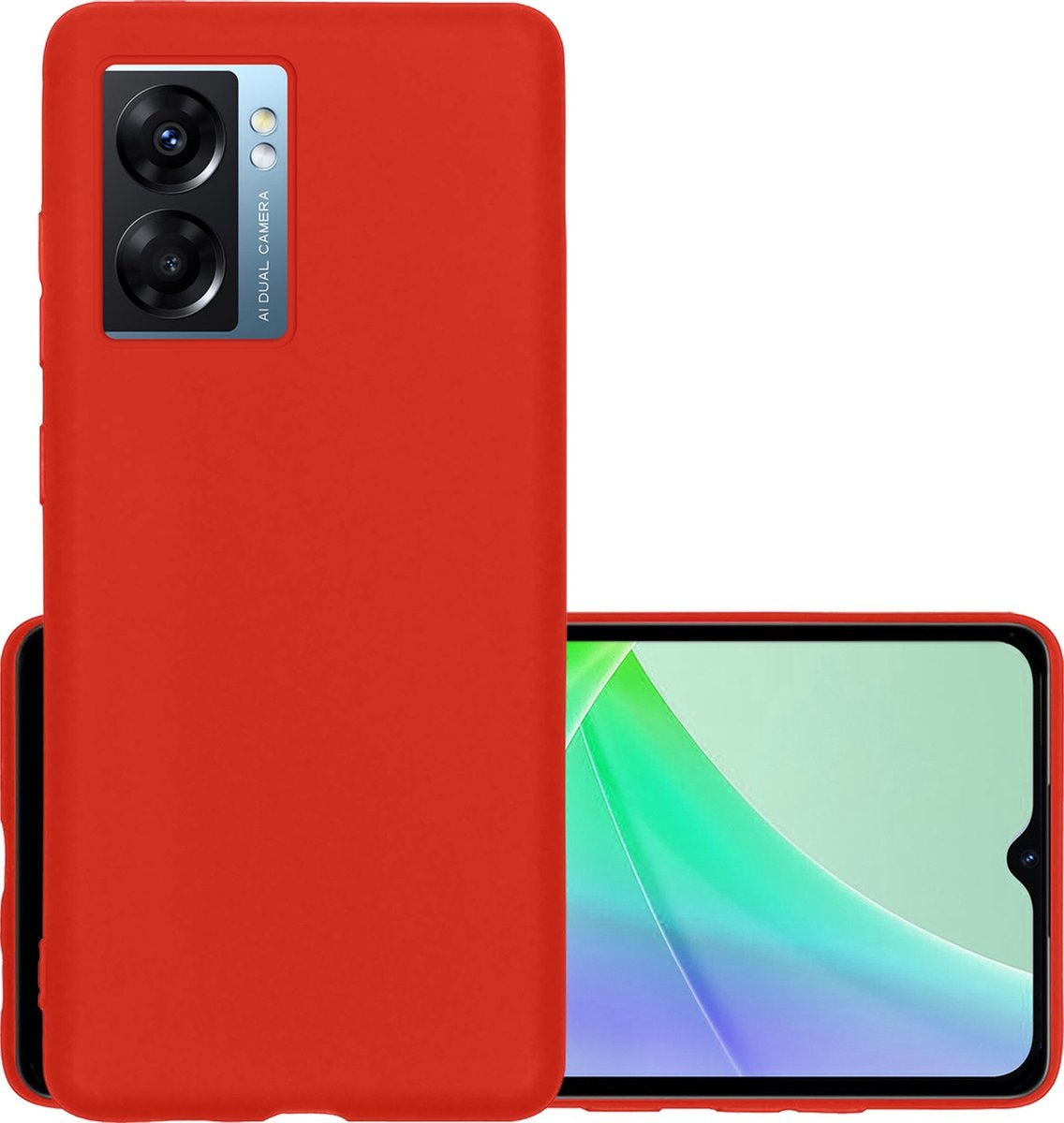 NoXx Hoes Geschikt voor OPPO A77 Hoesje Cover Siliconen Back Case Hoes - Rood