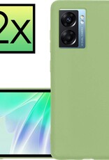 NoXx Hoes Geschikt voor OPPO A77 Hoesje Cover Siliconen Back Case Hoes - Groen - 2x