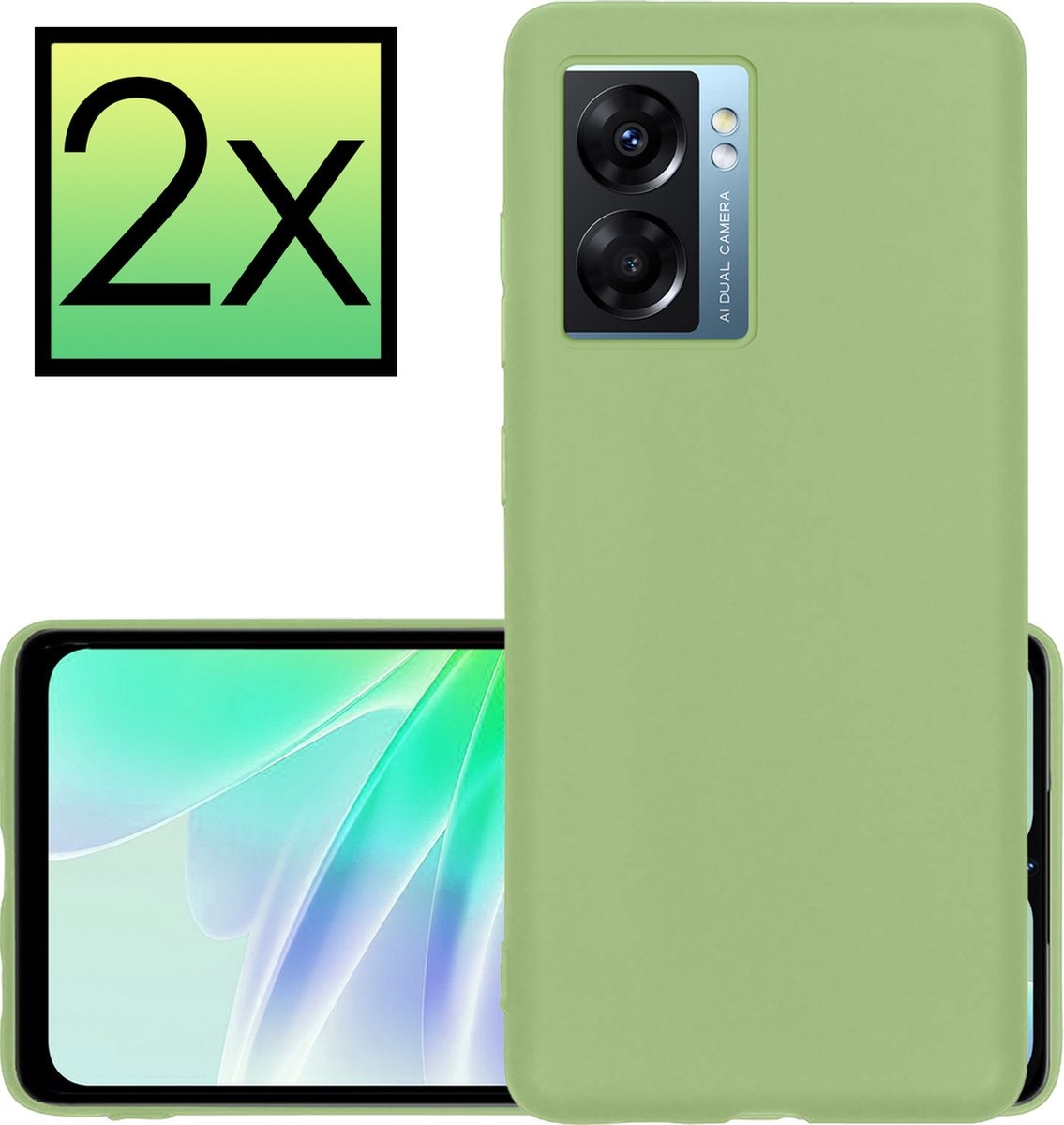 NoXx Hoes Geschikt voor OPPO A77 Hoesje Cover Siliconen Back Case Hoes - Groen - 2x