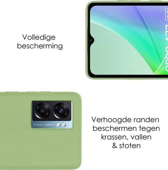 Hoes Geschikt voor OPPO A77 Hoesje Cover Siliconen Back Case Hoes - Groen - 2x