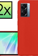 NoXx Hoes Geschikt voor OPPO A77 Hoesje Cover Siliconen Back Case Hoes - Rood - 2x