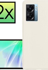 NoXx Hoes Geschikt voor OPPO A77 Hoesje Cover Siliconen Back Case Hoes - Wit - 2x