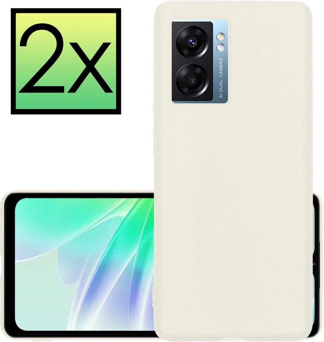 Hoes Geschikt voor OPPO A77 Hoesje Cover Siliconen Back Case Hoes - Wit - 2x