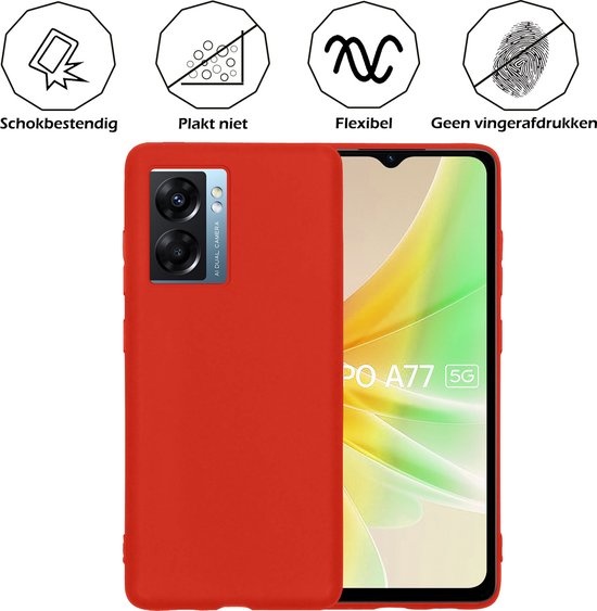 Nomfy Hoesje Geschikt voor OPPO A77 Hoesje Siliconen Cover Case - Hoes Geschikt voor OPPO A77 Hoes Back Case - Rood