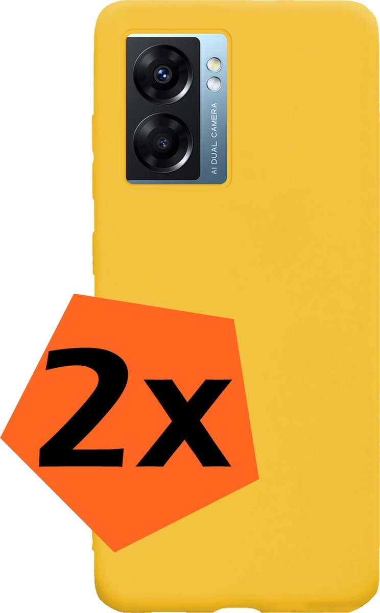 Nomfy Hoesje Geschikt voor OPPO A77 Hoesje Siliconen Cover Case - Hoes Geschikt voor OPPO A77 Hoes Back Case - 2-PACK - Geel