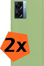 Hoesje Geschikt voor OPPO A77 Hoesje Siliconen Cover Case - Hoes Geschikt voor OPPO A77 Hoes Back Case - 2-PACK - Groen