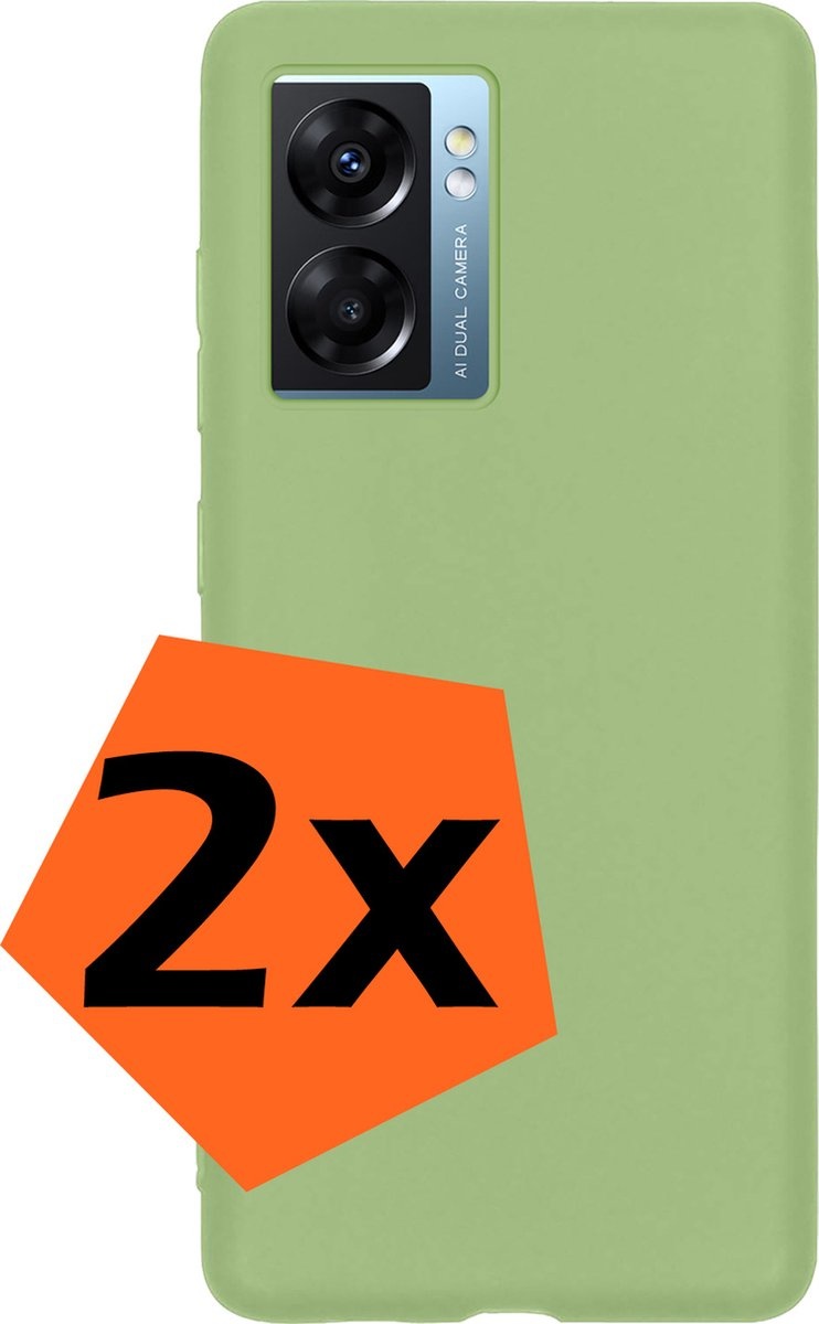 Nomfy Hoesje Geschikt voor OPPO A77 Hoesje Siliconen Cover Case - Hoes Geschikt voor OPPO A77 Hoes Back Case - 2-PACK - Groen