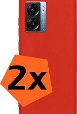 Nomfy Hoesje Geschikt voor OPPO A77 Hoesje Siliconen Cover Case - Hoes Geschikt voor OPPO A77 Hoes Back Case - 2-PACK - Rood