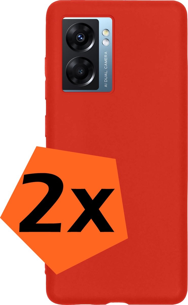 Nomfy Hoesje Geschikt voor OPPO A77 Hoesje Siliconen Cover Case - Hoes Geschikt voor OPPO A77 Hoes Back Case - 2-PACK - Rood