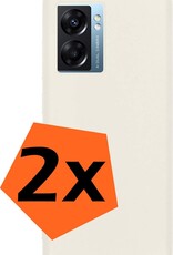 Nomfy Hoesje Geschikt voor OPPO A77 Hoesje Siliconen Cover Case - Hoes Geschikt voor OPPO A77 Hoes Back Case - 2-PACK - Wit
