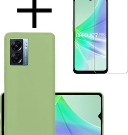 NoXx OPPO A77 Hoesje Siliconen Met Screenprotector - Groen