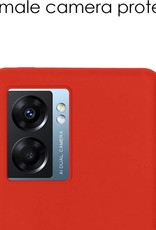 OPPO A77 Hoesje Back Cover Siliconen Case Hoes Met Screenprotector - Rood