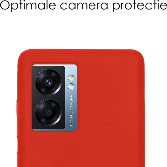 NoXx Hoes Geschikt voor OPPO A77 Hoesje Cover Siliconen Back Case Hoes Met Screenprotector - Rood