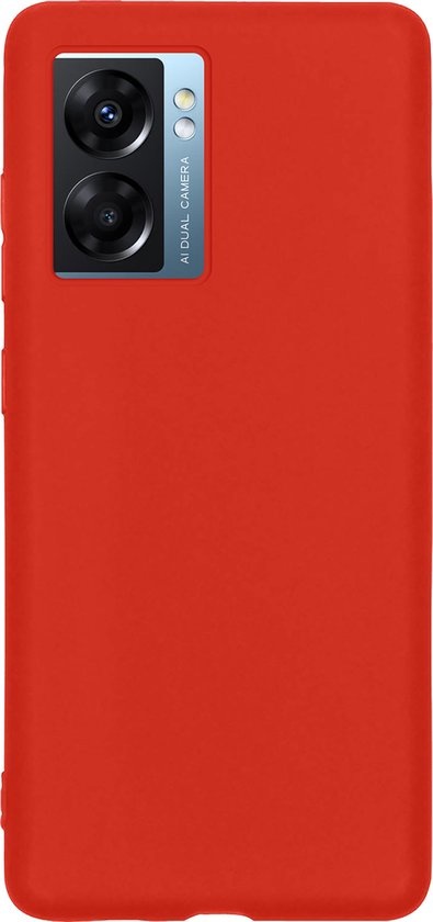 NoXx Hoes Geschikt voor OPPO A77 Hoesje Cover Siliconen Back Case Hoes Met Screenprotector - Rood