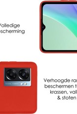 OPPO A77 Hoesje Back Cover Siliconen Case Hoes Met Screenprotector - Rood
