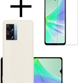 NoXx NoXx OPPO A77 Hoesje Siliconen Met Screenprotector - Wit