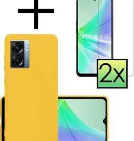 NoXx OPPO A77 Hoesje Siliconen Met 2x Screenprotector - Geel