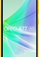 NoXx Hoes Geschikt voor OPPO A77 Hoesje Cover Siliconen Back Case Hoes Met 2x Screenprotector - Geel