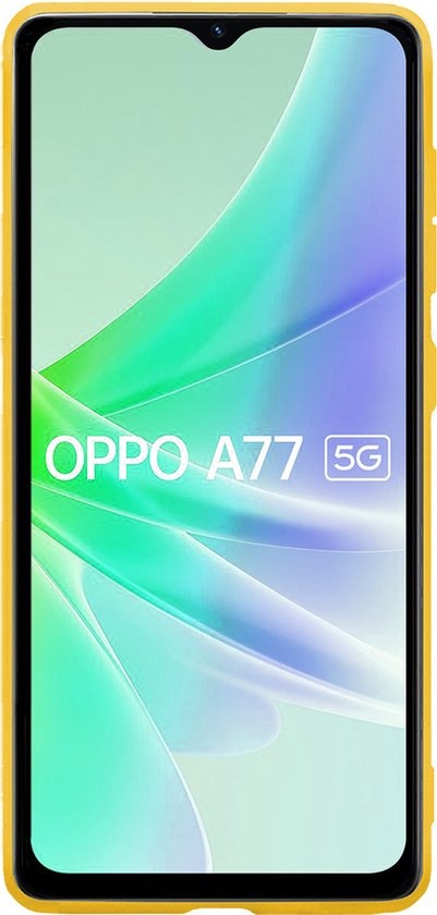 OPPO A77 Hoesje Back Cover Siliconen Case Hoes Met 2x Screenprotector - Geel
