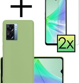 NoXx NoXx OPPO A77 Hoesje Siliconen Met 2x Screenprotector - Groen