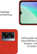 OPPO A77 Hoesje Back Cover Siliconen Case Hoes Met 2x Screenprotector - Rood