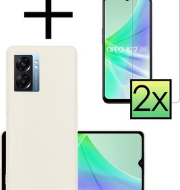 NoXx NoXx OPPO A77 Hoesje Siliconen Met 2x Screenprotector - Wit