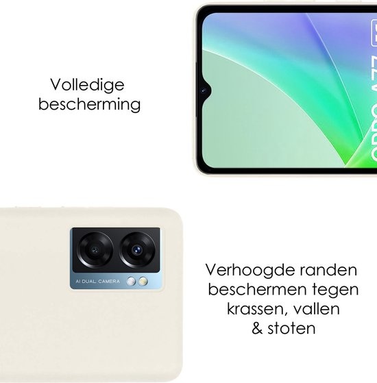 NoXx Hoes Geschikt voor OPPO A77 Hoesje Cover Siliconen Back Case Hoes Met 2x Screenprotector - Wit