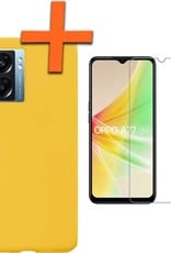 Nomfy Hoesje Geschikt voor OPPO A77 Hoesje Siliconen Cover Case Met Screenprotector - Hoes Geschikt voor OPPO A77 Hoes Back Case - Geel