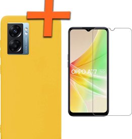 Nomfy Nomfy OPPO A77 Hoesje Siliconen Met Screenprotector - Geel